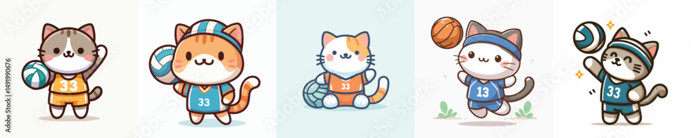 Fototapeta premium cute cat vector playing volleyball