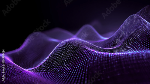 Wallpaper Mural Abstract gradient particle waves seamlessly flowing with soft purple light and bokeh. Orange and blue digital waves. Technology, engineering, science, and artificial intelligence background Torontodigital.ca