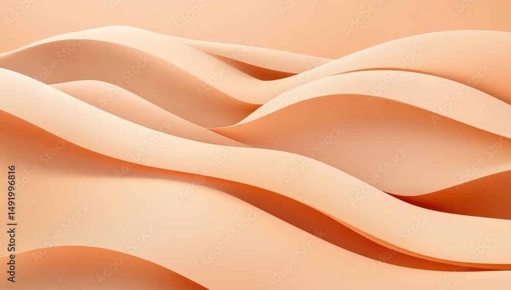 Obraz premium Abstract wavy, peachy, 3D shapes