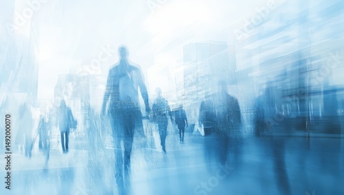 Blurry city crowd, motion blur