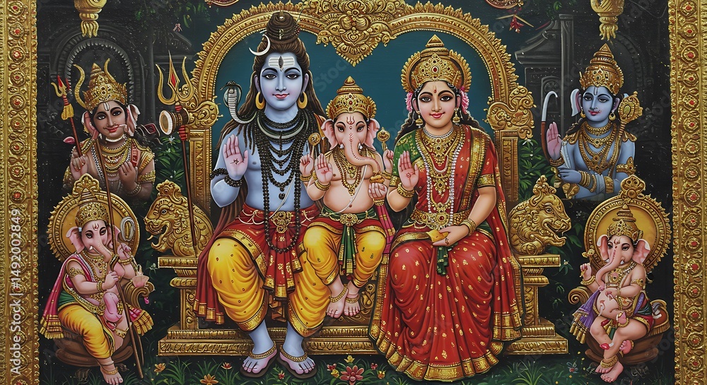 Fototapeta premium Hindu deities painting