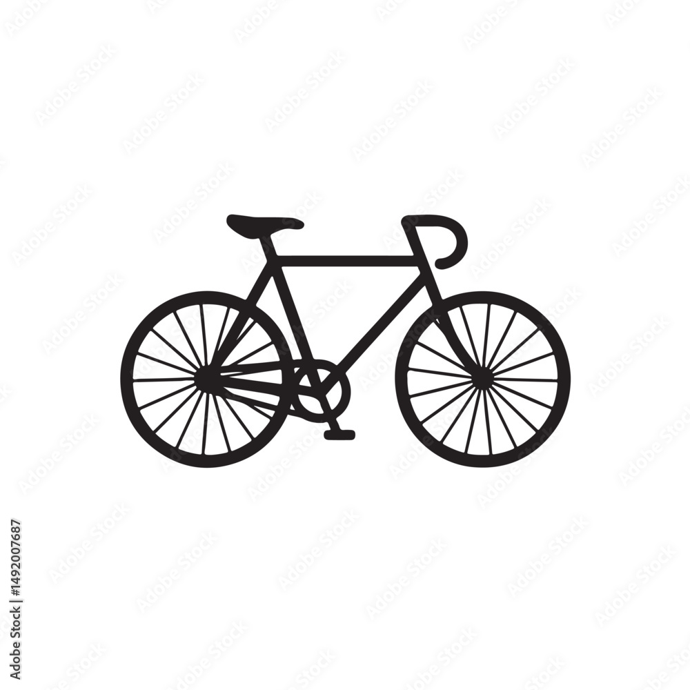 Fototapeta premium Classic Bicycle Black Vector Icon