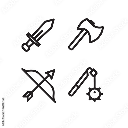 Medieval Weapons Outline Icons