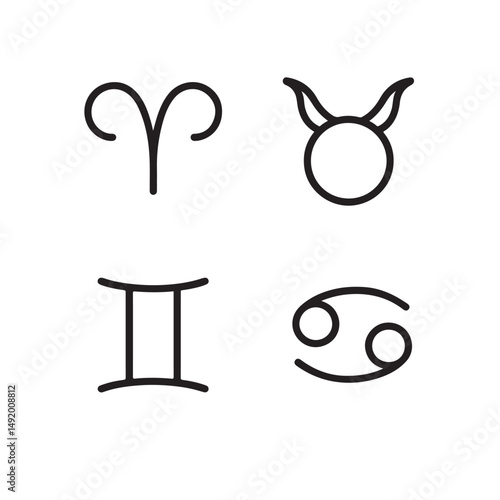 Zodiac Signs Line Icon Bundle