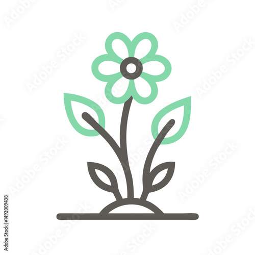 Flower cultivation icon for gardening blogs, floristry websites, plant nursery promotions and sustainable agriculture education materials