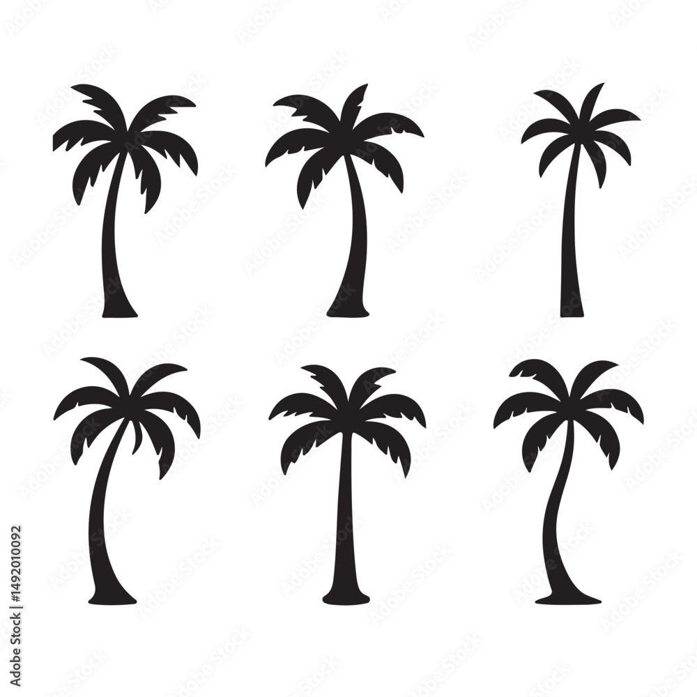 Fototapeta premium Diverse Palm Tree Silhouette Collection