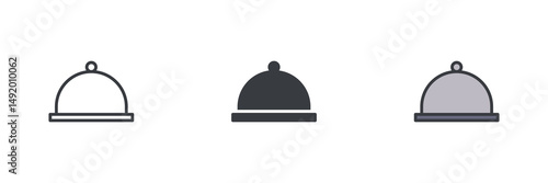 Food cloche different style icon set