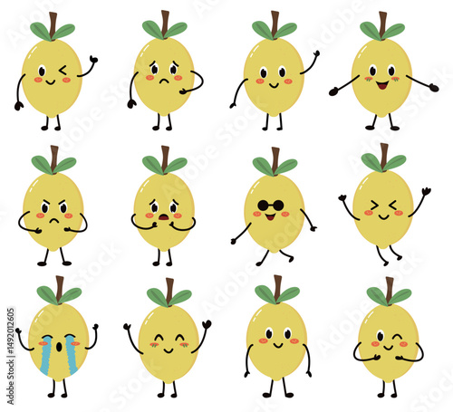 cute lemon clipart face expression fruit cartoon food character kawaii
