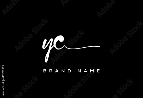 YC letter beauty handwriting vector logo.