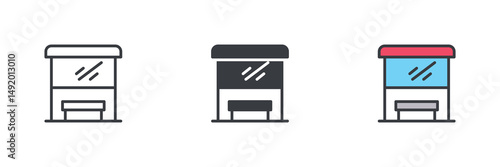 Bus stop different style icon set