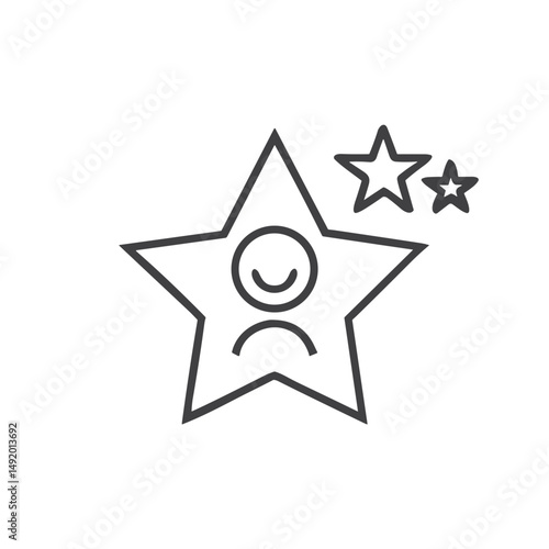 Customer Satisfaction - Rating Star Icon for Business Websites, Feedback Forms and Rating Systems - Visual Element for Service Quality Representation and User Experience Metrics