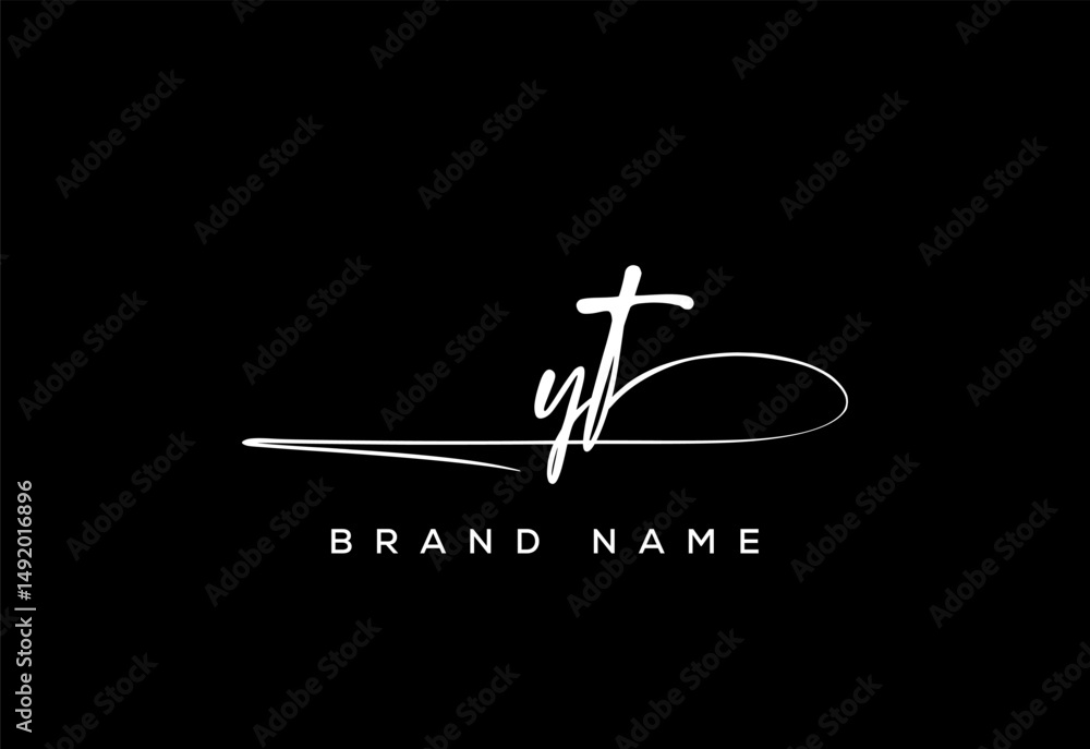 Fototapeta premium YT letter beauty handwriting vector logo.