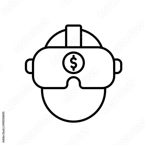 Metaverse finance line icon vector, with editable stroke, perfect for virtual economy visuals, gaming tokens, and web3 commerce