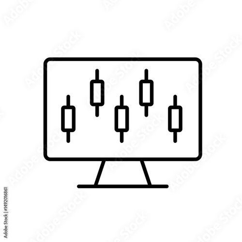 Automated trading line icon vector, with editable stroke, perfect for algorithmic platforms, crypto bots, and stock trading dashboards