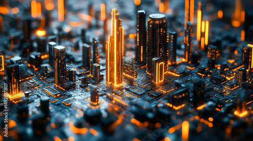 Smart city, line and communication pattern design for networking, connection and society for group of people. Closeup, ai generated and social gathering with graphic visual grid for global system