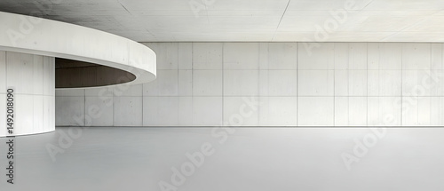 Modern Empty Concrete Interior Space With Spiral Design