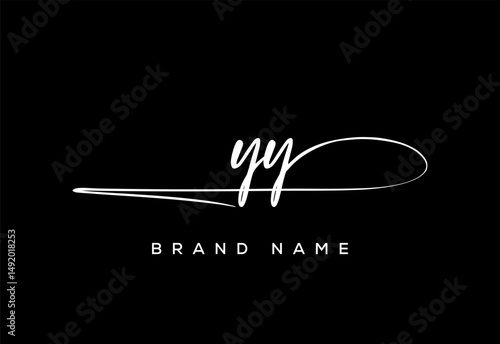YY letter beauty handwriting vector logo.