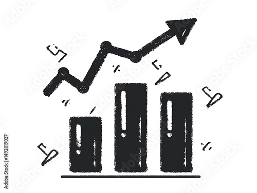 Hand-drawn bar graph with upward trend
