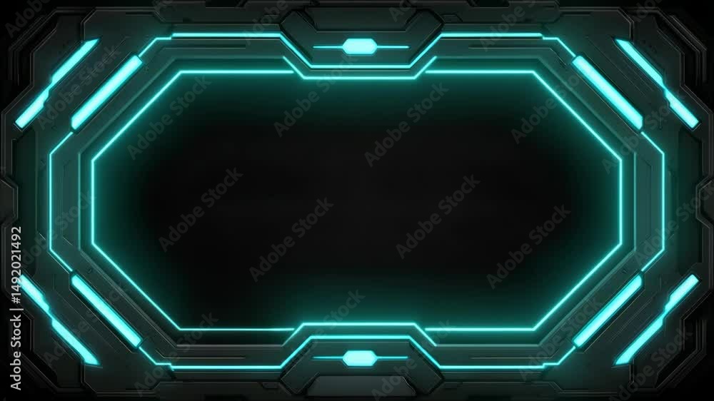 Futuristic Digital Frame with Glowing Blue Neon Lights on Dark Background High Tech, Sci Fi Design for Technology Presentations and Modern Interfaces Featuring Geometric Shapes and Vibrant Colors Futuristic Digital Frame with Glowing Blue Neon Lights on Dark Background High Tech, Sci Fi Design for Technology Presentations and Modern Interfaces Featuring Geometric Shapes and Vibrant Colors
