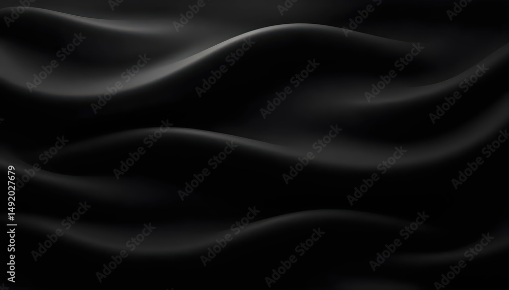 Obraz premium black silk fabric background with smooth folds and folds