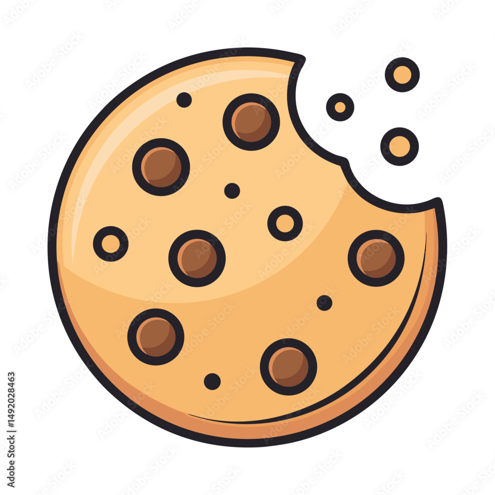 Fototapeta premium Create a bold, vector illustration of a cookie icon with a bicolor design, emphasizing a crisp, clean line style.