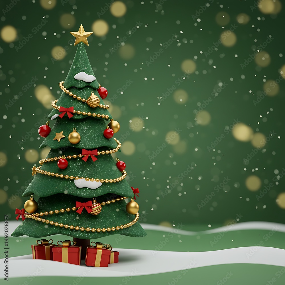 Obraz premium Winter Wonderland: Festive 3D Rendered Christmas Tree