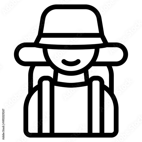 hiker icon with outline style and pixel perfect base. Suitable for website design, logo, app and UI. Based on the size of the icon in general, so it can be reduced.