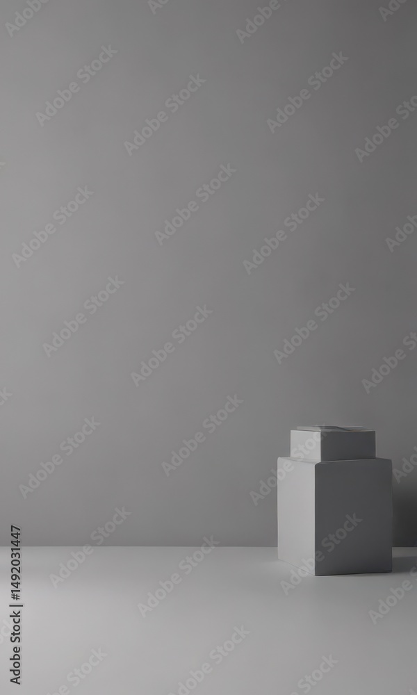 Fototapeta premium Subtle shadow play on a muted gray, ideal for showcasing products, backdrop, branding, product