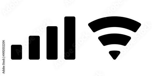 Wifi and signal icon set simple design