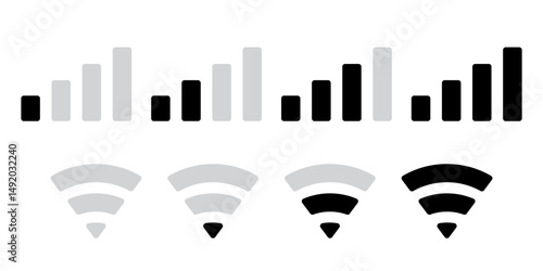 Wifi and signal icon set simple design