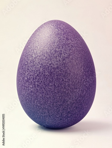Close up of a purple speckled egg on white background studio shot for Easter holiday food concept