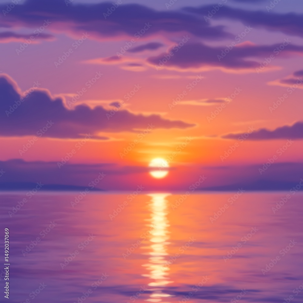 Obraz premium Sunset Serenade: Digital Painting of a Serene Seascape