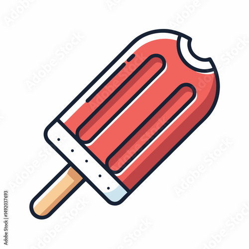 Create a bold, vector icon of a popsicle, featuring a thick outline and vibrant color.  Include a single, clearly defined popsicle.