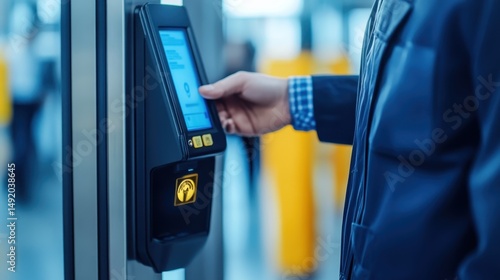 A smart badge scanning system allowing security guards to efficiently manage visitor access at a corporate office.