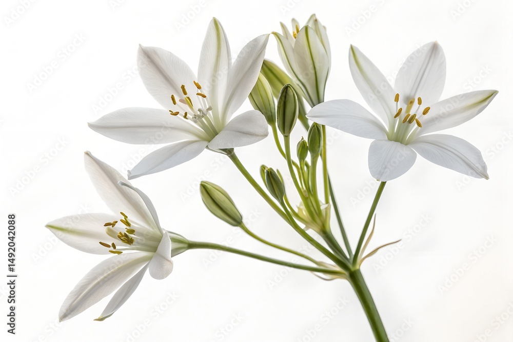 Fototapeta premium A beautiful spring bouquet features the white blossoms of lily of the valley, snowdrops, and lilies, showcasing nature's floral beauty