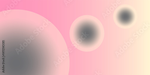 Soft pastel abstract background with blurred gradient circles, blending pink and cream tones for a dreamy, modern aesthetic. vector.