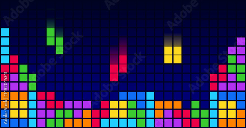 Brick blocks puzzle videogame theme vector background