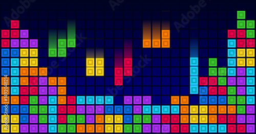 Brick blocks puzzle videogame theme vector background