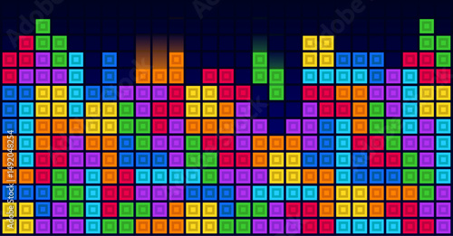 Brick blocks puzzle videogame theme vector background