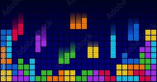 Brick blocks puzzle videogame theme vector background