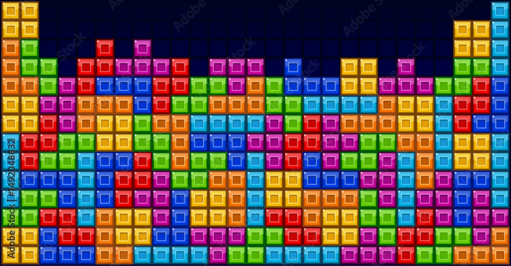 Fototapeta premium Brick blocks puzzle videogame theme vector background