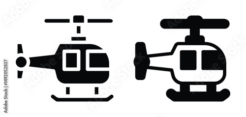 Two helicopter icons isolated on a white background