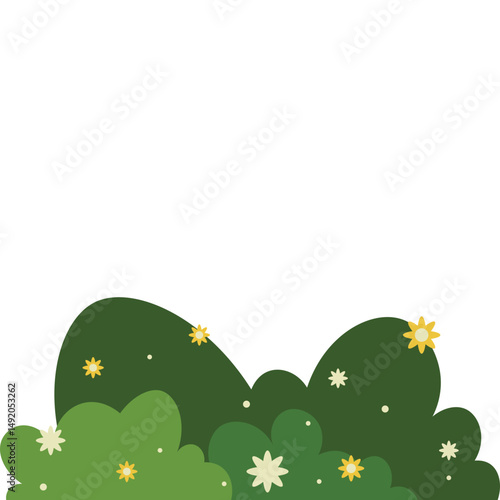 Green Bush With Flower Illustration
