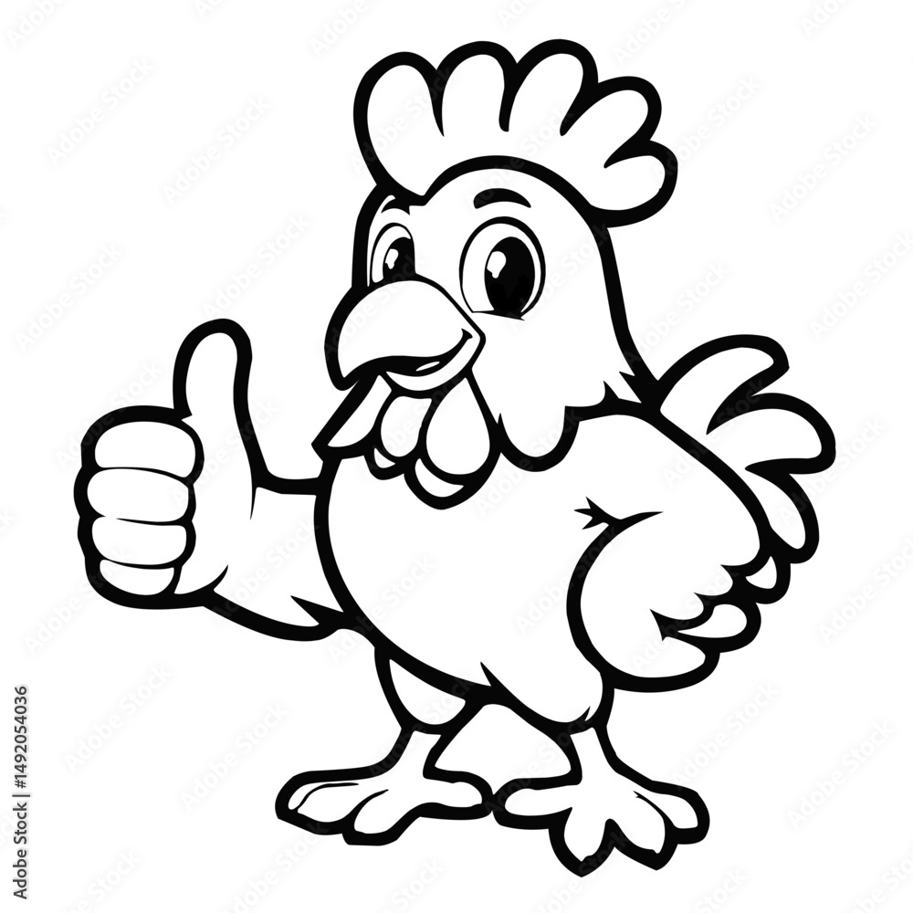 icon, mascot or character, chicken giving thumbs up, black, high quality icon, mascot or character, chicken giving thumbs up, black, high quality