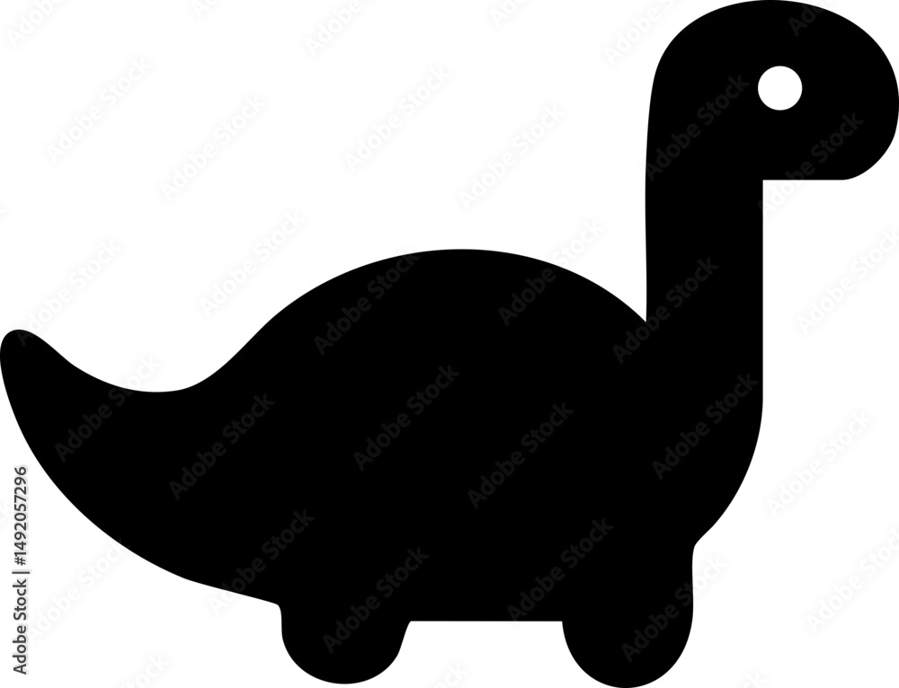 Black solid dino silhouette cute vector icon Black solid dino silhouette cute vector icon
