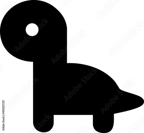 Black solid dino silhouette cute vector icon
