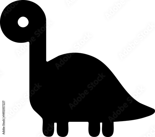 Black solid dino silhouette cute vector icon