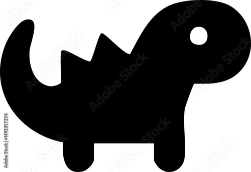 Black solid dino silhouette cute vector icon