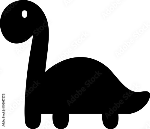 Black solid dino silhouette cute vector icon