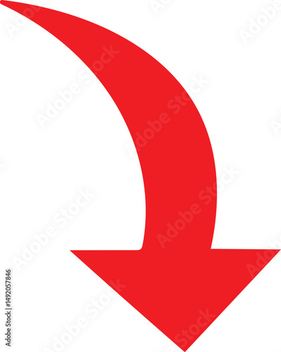 Downward Arrow Symbol: A bold, red arrow curving downwards, a symbol of direction and progress. It's a simple, yet potent visual guide.